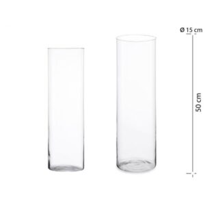 Jarrón Cristal Cilindro 50x15cm