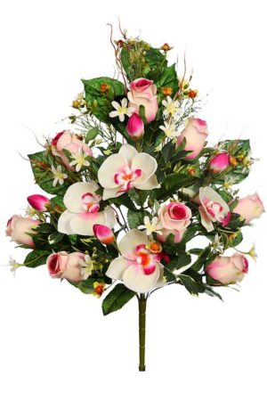 Ramo Front. Rosas y Orquideas 54cm Fucsia