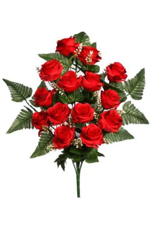 Ramo Front. Rosas Helecho 58cm Rojo