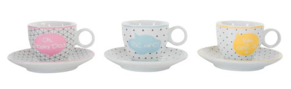 Taza Plato Porcelana 80cc (Set 6 u.)