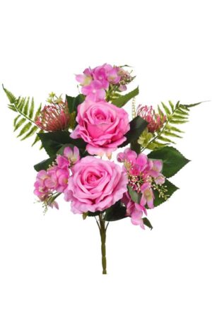 Ramo Front. Rosas y Helecho 46cm Lila