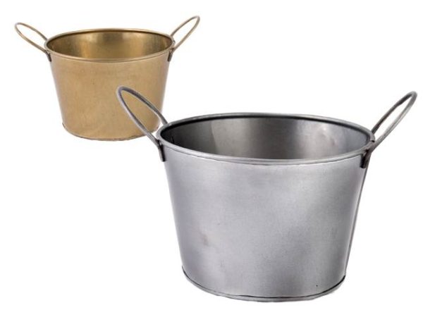 Maceta Metal Oro Plata Redonda