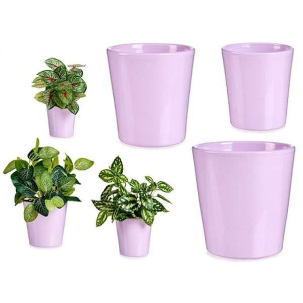Maceta Cerámica Rosa Set 3  11-14-17cm