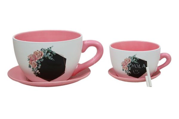 Macetero Taza Hexágono Set 2  33x25x16