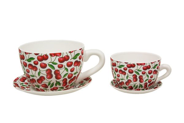 Taza Macetero Cerezas Set 2