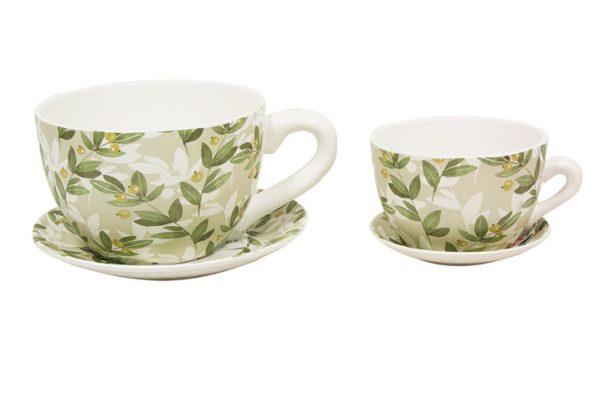 Taza Macetero Green Leaves Set 2