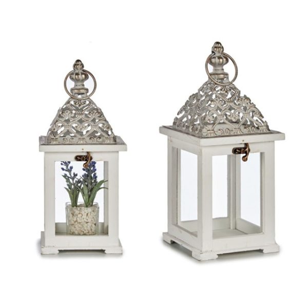 Farol Madera 28x14 Cuad. Blanco
