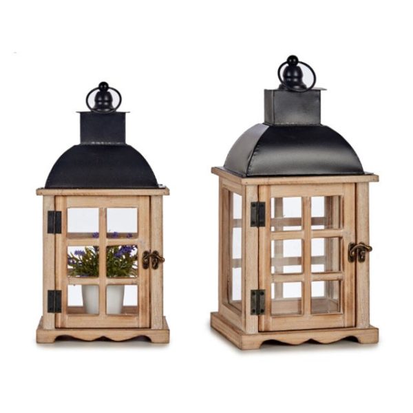 Farol Madera 39x20x14cm Rect.