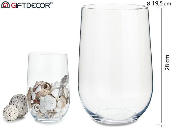 Jarrón Cristal Cilindrico 28cm