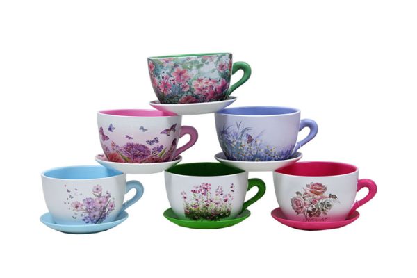 Macetero Tazas Flores Set 6