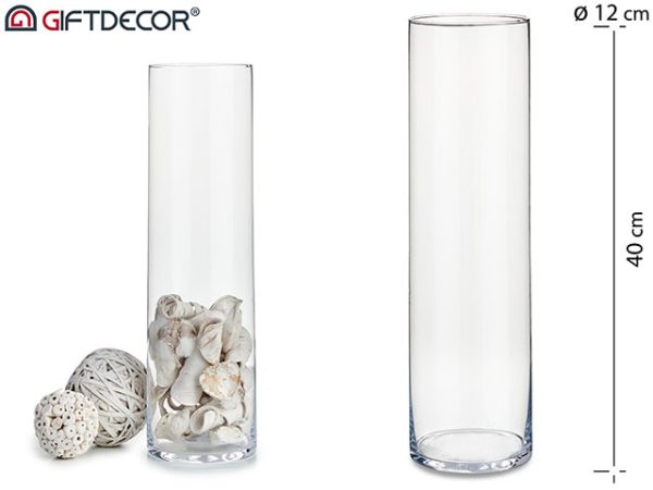 Jarrón Cristal Cilindrico 40cm
