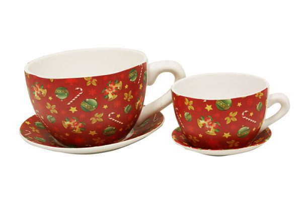 Macetero Taza Navidad Set 2  33x25x16
