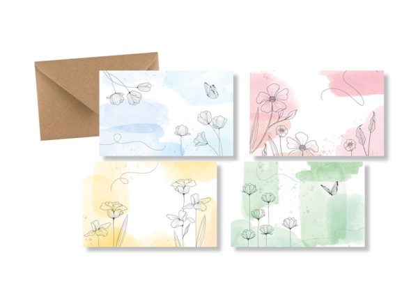 Sobres y Tarjetas Kraft 7x11 (100u. - 4 mod. surtido)