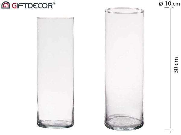 Florerro Cristal Cilindro 10x30cm