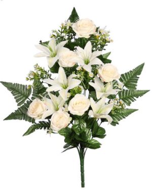 Ramo Front. Rosas Lili 60cm Crema