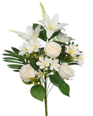 Ramo Front. Lily Rosas 55cm Blanco
