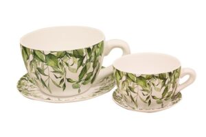 Tazas Macetero Hojas Set 2