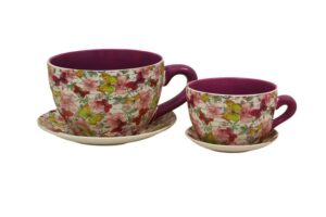 Tazas Macetero Cerámica Set 2 Fucsia