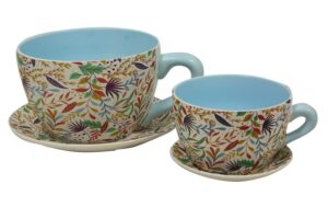 Tazas Macetero Cerámica Set 2 Azul