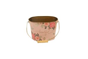 Cubo Metal Rosa Pastel 20x13x14