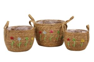 Macetero Seagrass con Flores Set 3