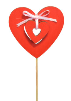 Pin Madera 2 Corazones 8x50 Rojo