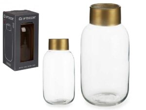 Jarrón Cristal Liso Oro Peq Antrac