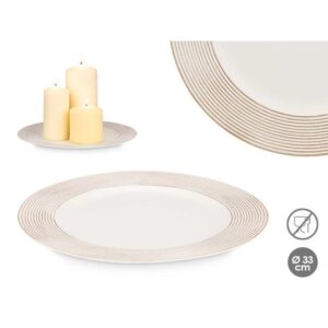 Bajo Plato Circulos Blanco Envejecido 33cm