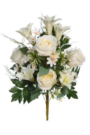 Ramo Front. Rosa Lily 52cm Crema